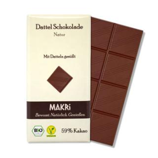 Schokolade Dattelschokolade Natur 59%, ohne Zucker / vegan