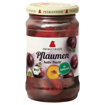 Pflaumen im Glas, halbe Frucht
